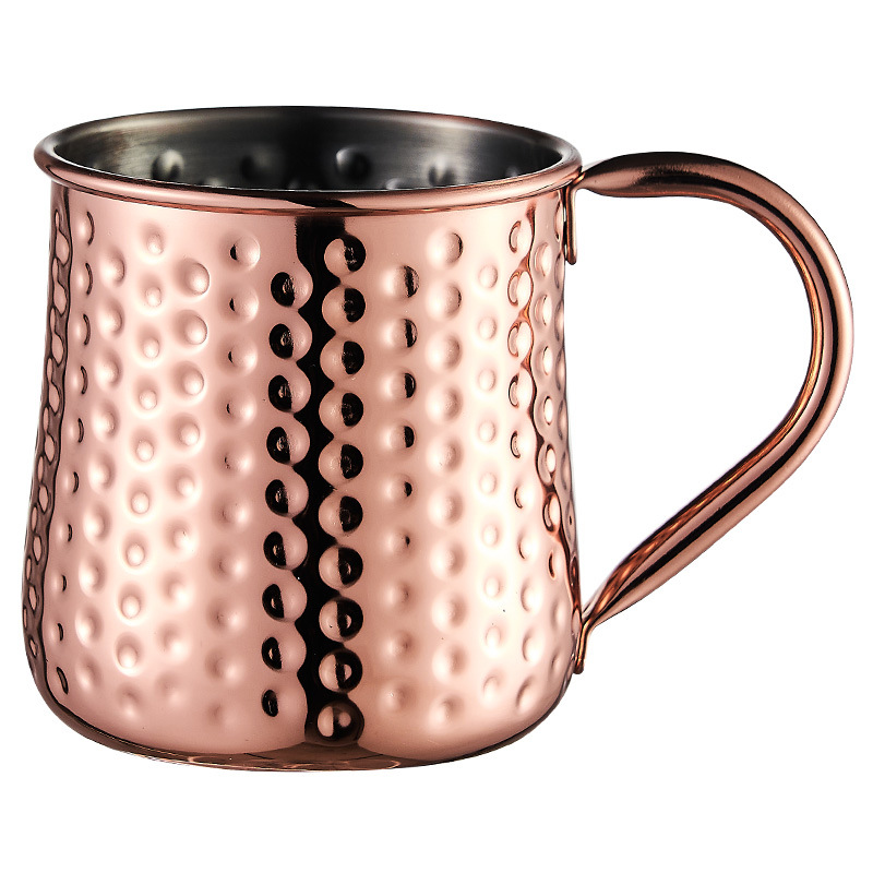 Stainless steel metal bar cups, cocktail cups, hammered copper-plated cups, Moscow mule cups, 550Ml large capacity Item Picture