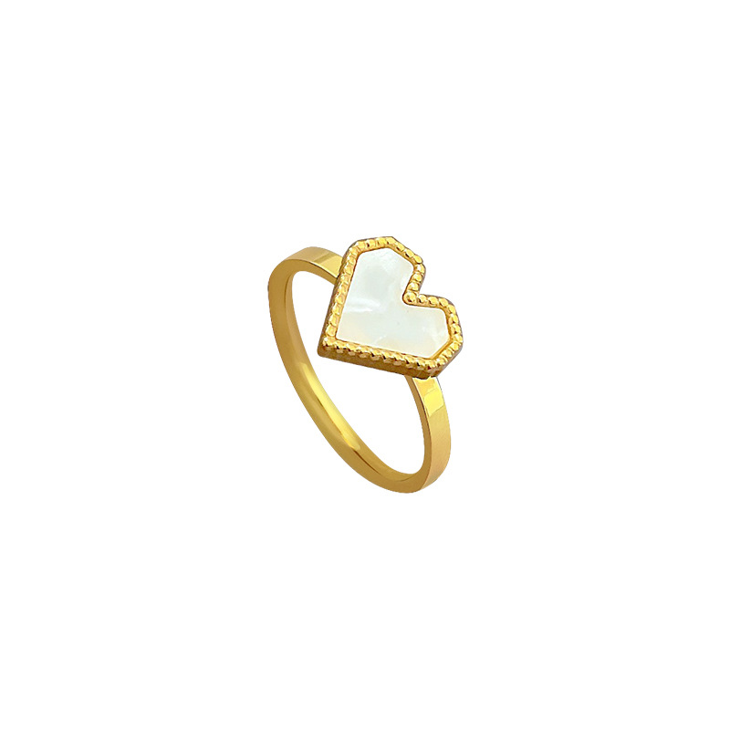 【 Non-Fading 】 Minimalist heart-shaped titanium steel cold style dance ring for men and women, trendy and simple food rings on Instagram Item Picture