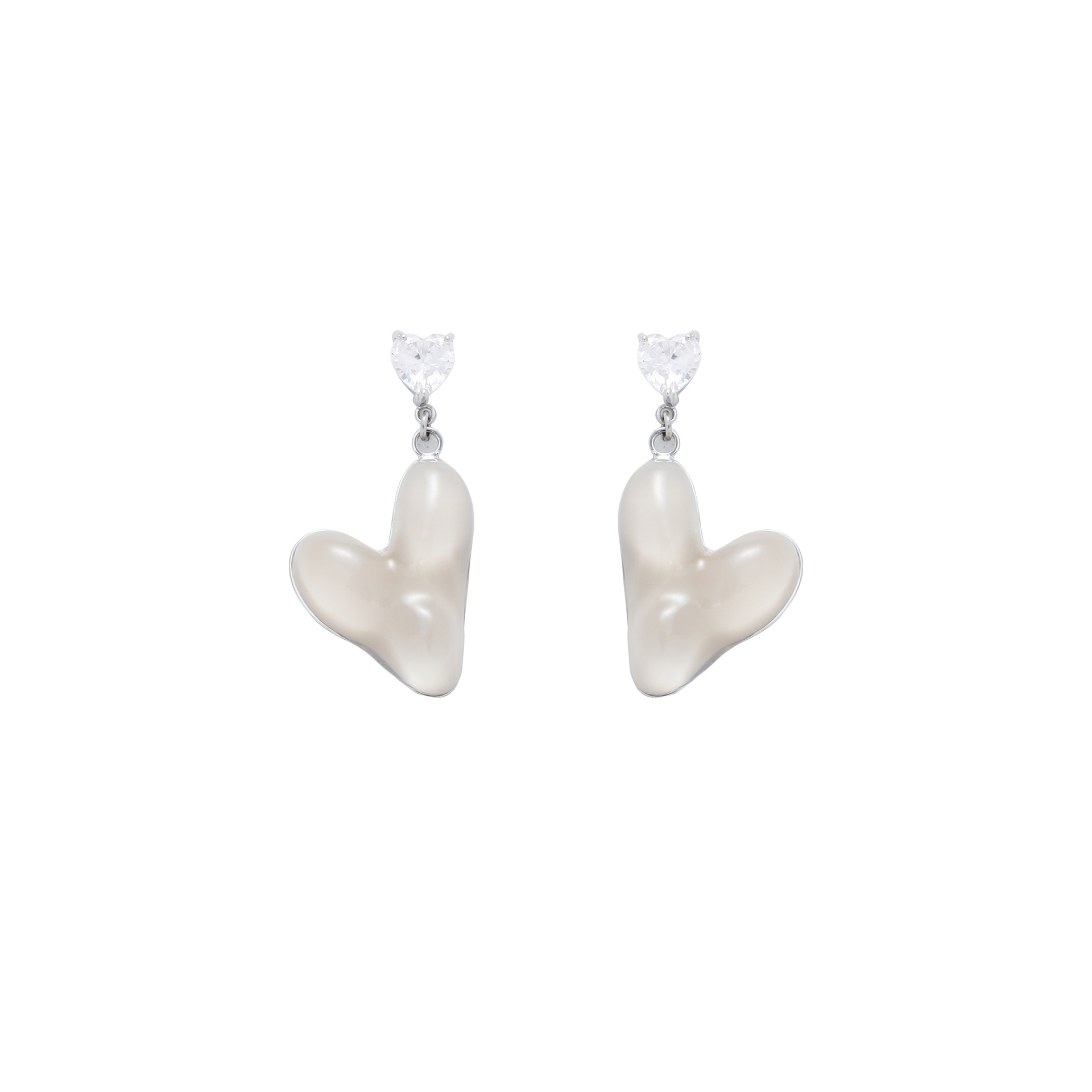 925 Silver Needle Dopamine Heart-shaped Earrings, summer high-end sweet girl style earrings, original ins fashion earrings Item Picture