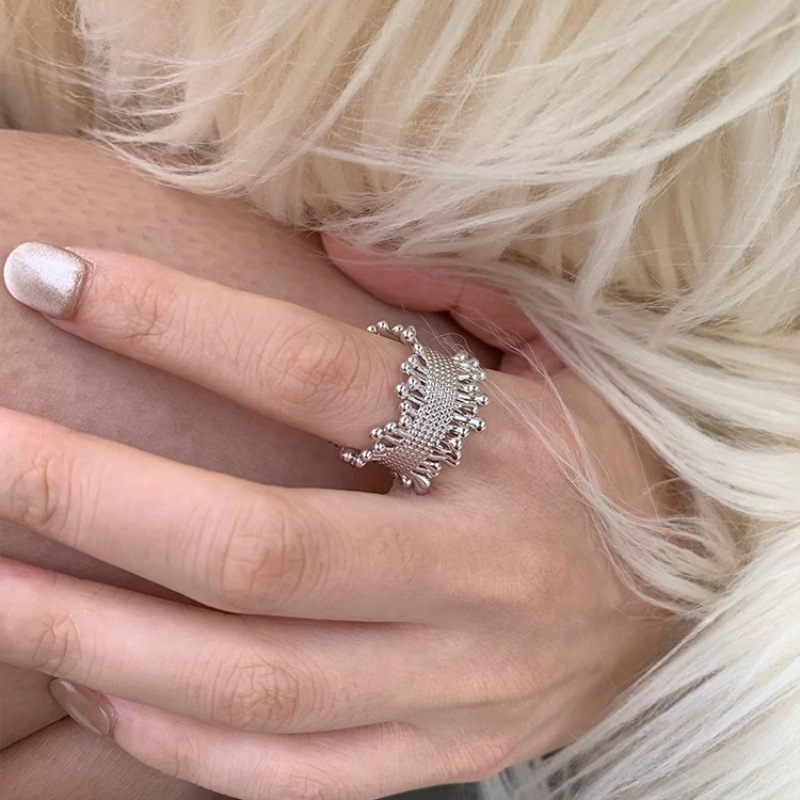 Korean-style simple metal woven ring, a cold and aloof design for women, a high-end and versatile open ring Specification drawing