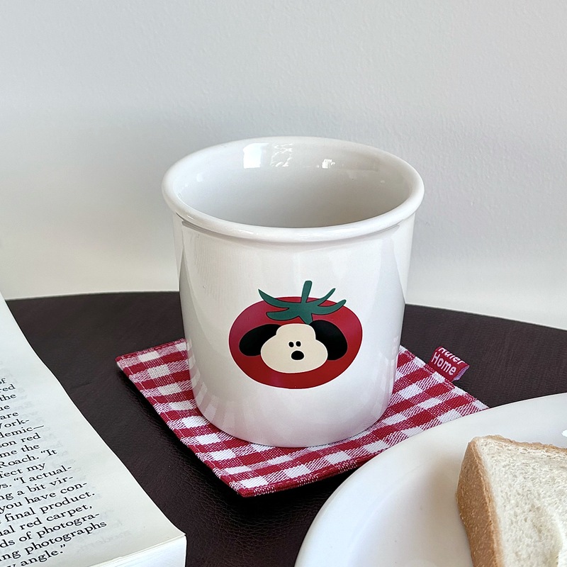 New Year's homemade InS-style red tomato puppy ceramic cup, coffee cup, cold brew cup, breakfast cup, milk mug full figure