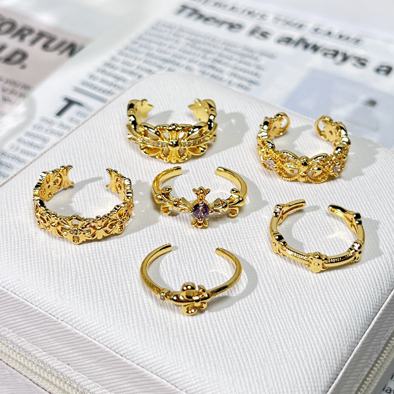 A high-end court-style lace iris vintage open-top ring for women, simple, niche, exquisite and fashionable Application Scenario