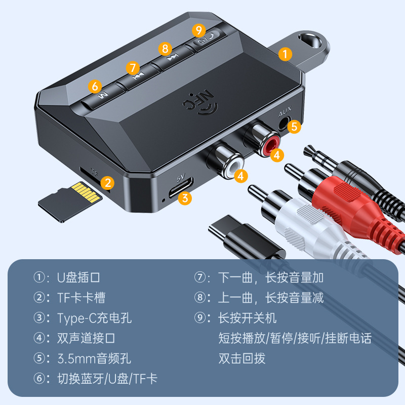 Bluetooth Receiver 5.3 Stereo amplifier to Wireless Lossless adapter Bluetooth NFC function high fidelity details Picture