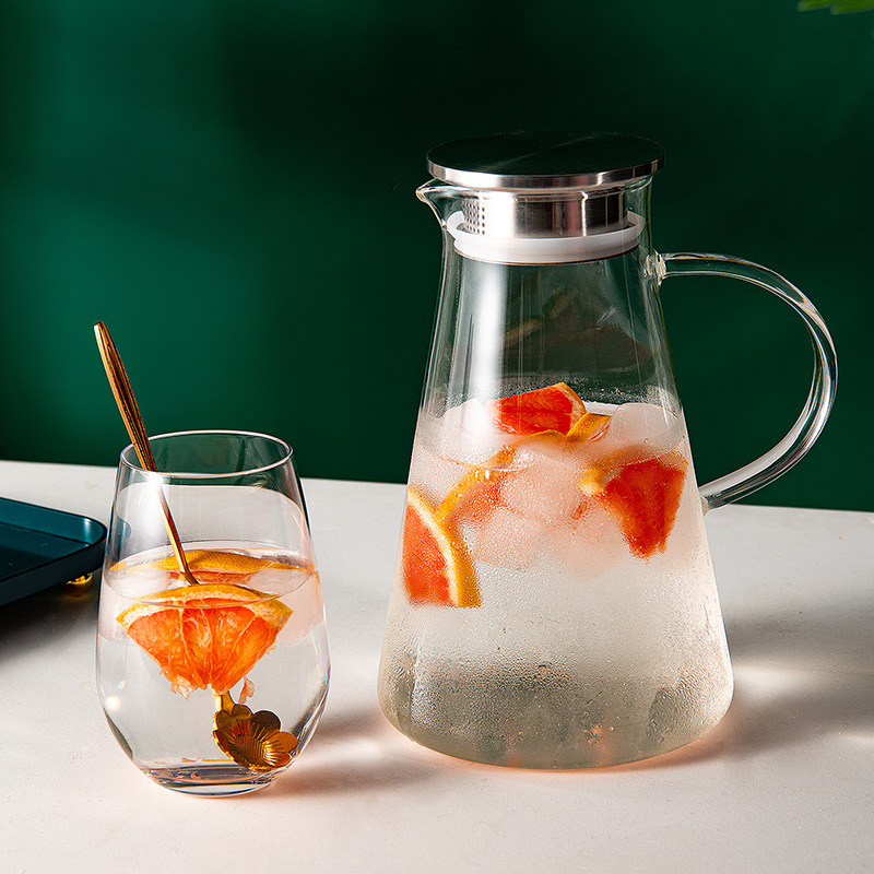 Wholesale of glass water kettles, heat-resistant high borosilicate household cold water kettles with LIDS, large-capacity teapots, and transparent water kettles full figure