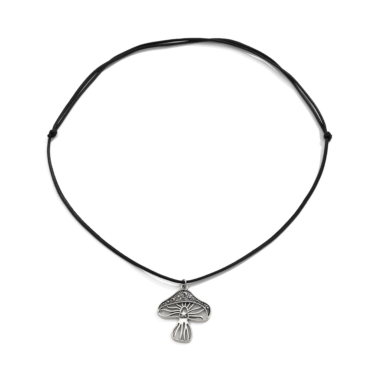 European and American cross-border jewelry, ethnic-style mushroom skin wax thread necklace, retro turquoise beaded multi-layer collarbone chain Item Picture