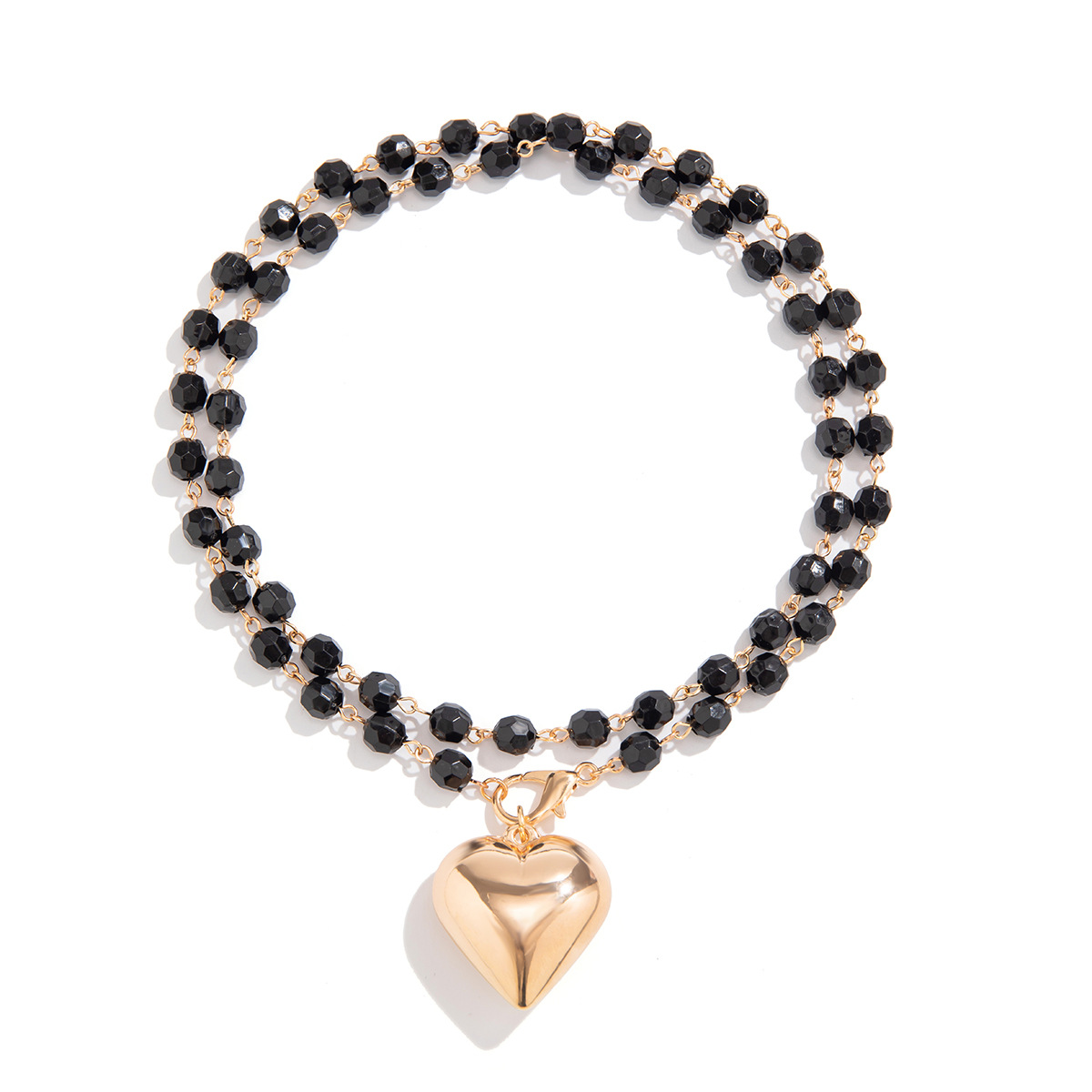European and American black imitation crystal simple beaded choker cross-border best-selling long layered sweet and beloved necklace accessory Item Picture