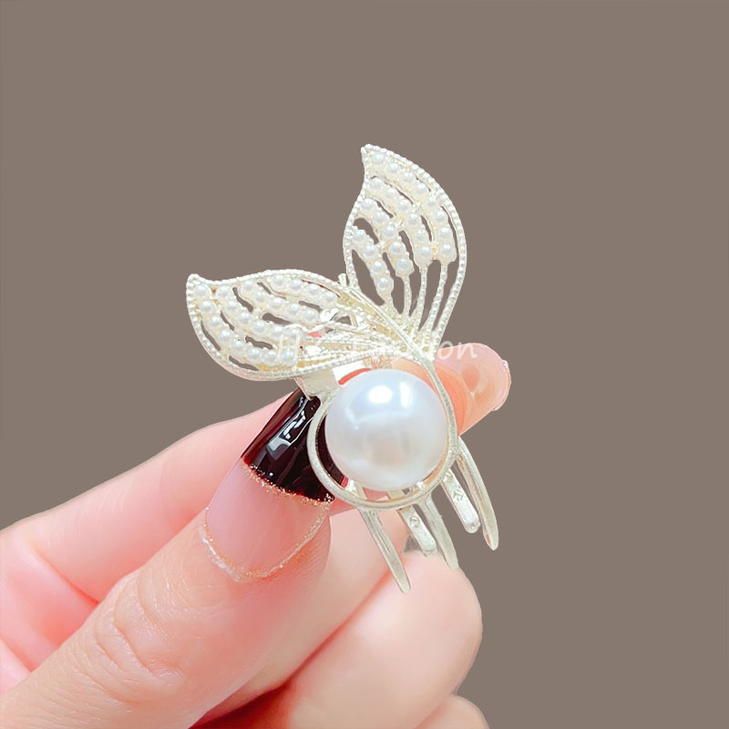 New beauty fishtail hair clip accessory with a high-end feel, pearl bangs clip, women's side clip, duckbill clip hair clip accessory Specification drawing