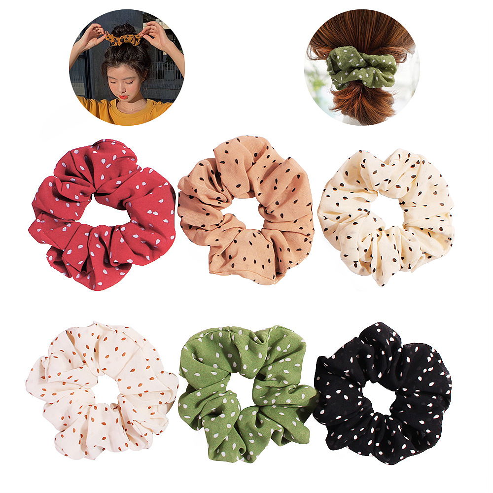 Qiyue Korean polka dot chiffon fabric hair band, stylish hair band headband, chic hair accessory C90 full figure