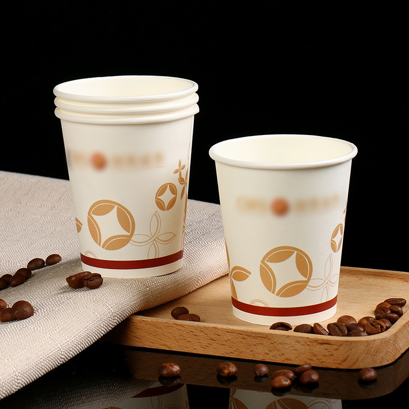 Household disposable drinking water paper cups, 9-ounce common cups, thickened enterprise office, training, advertising and promotional paper cups details Picture