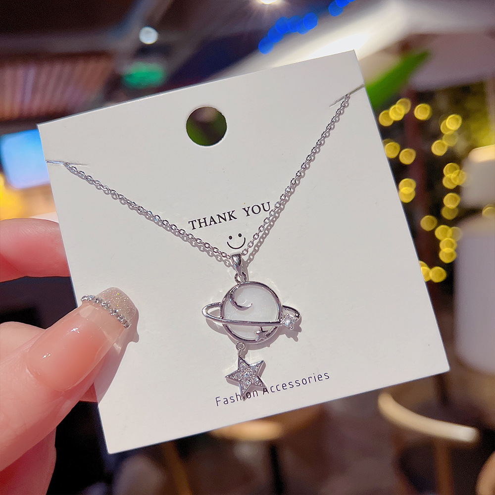 Sweet and fashionable Korean-style necklace 2023 new Star Universe light luxury niche collarbone chain, ins style for your girlfriend details Picture