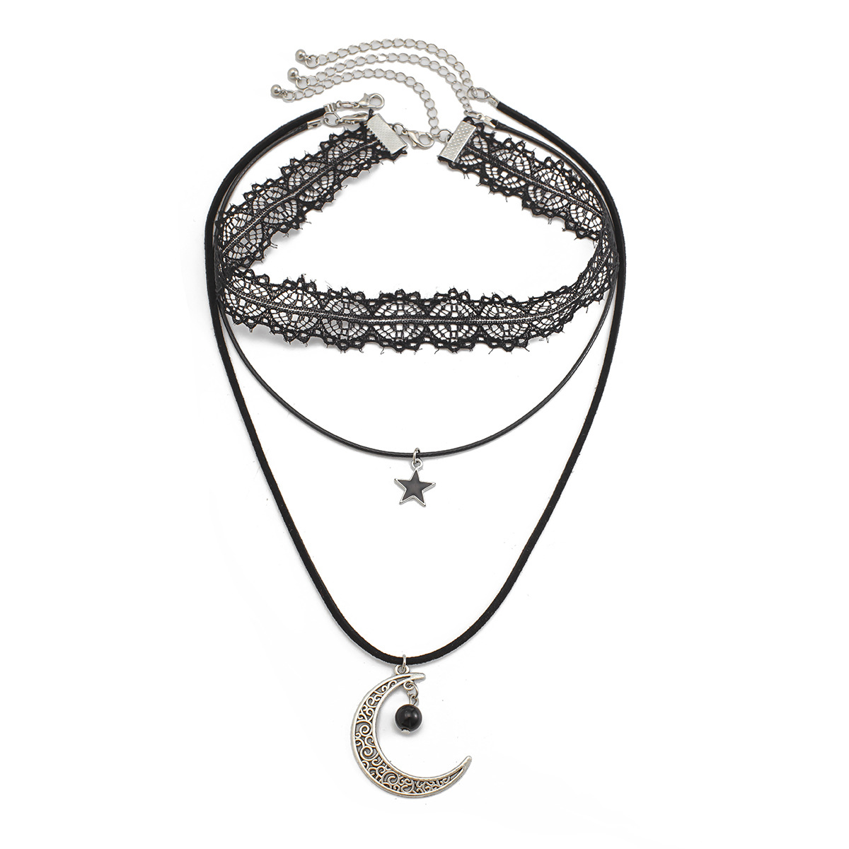 European and American cross-border accessories, court-style Lolita lace necklace, Halloween retro multi-layer collarbone chain for women Item Picture