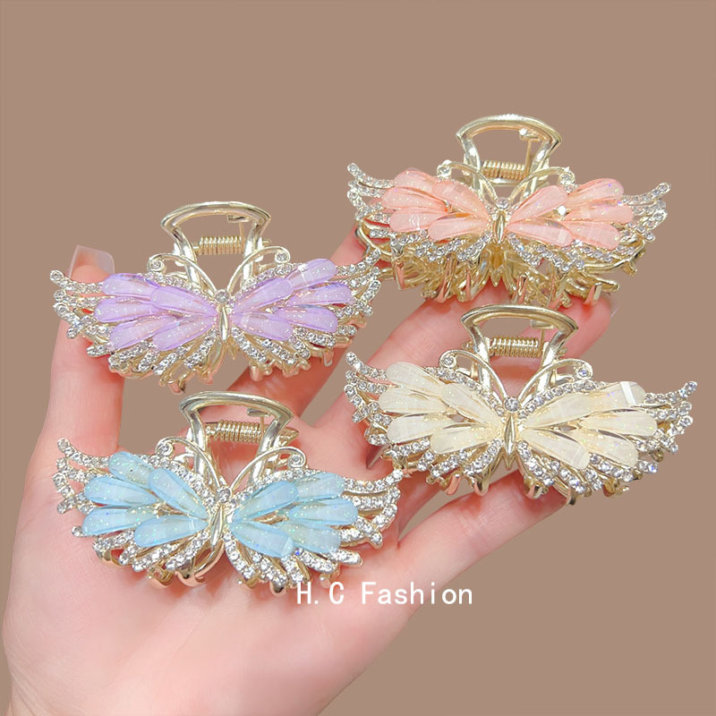 Butterfly Tianyi wing Grabber with a high-end feel, half-tied up hair on the back of the head, women's light luxury exquisite headwear and hair accessory full figure