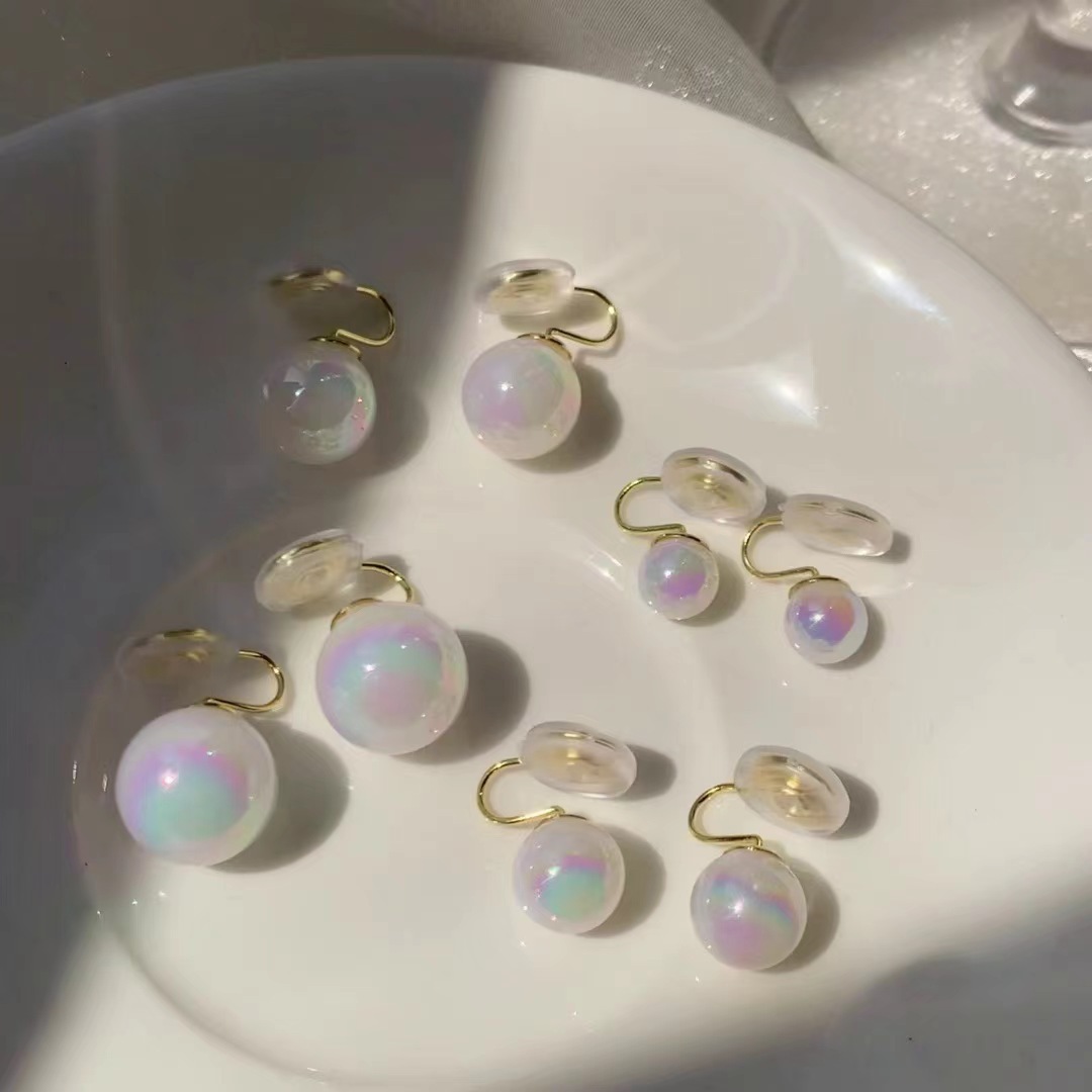 Mermaid Princess Pearl Elegance Ear clips, no ear holes, high-end, simple, trendy girl's niche design earrings full figure