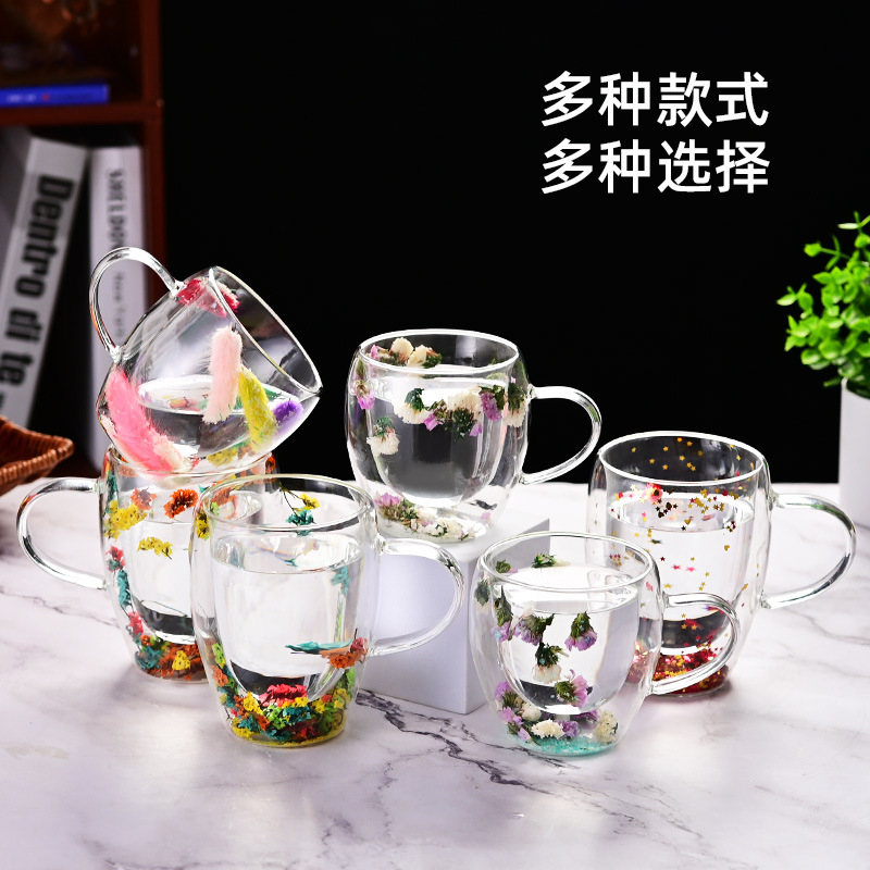 Wholesale high borosilicate glass cups and water cups, household thickened high-temperature resistant large-capacity transparent glass cups, high appearance level Specification drawing