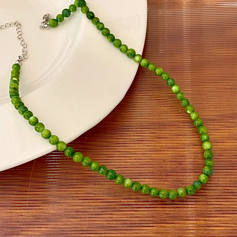 Korean turquoise necklace 2022 new style, trendy and niche design sense, elegant green collarbone chain Specification drawing