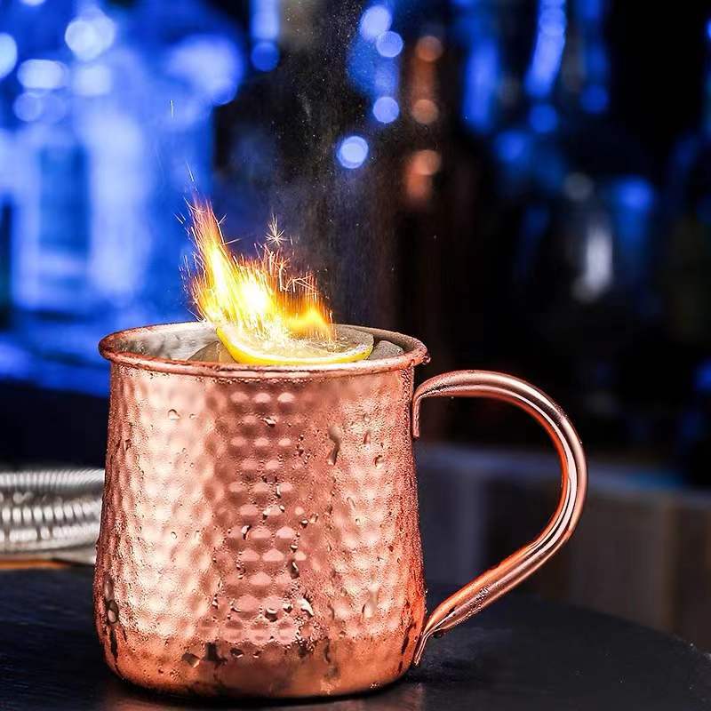 304 stainless steel mule cup, hammered cocktail cup, bar Moscow copper-plated waist-shaped cup, creative mug details Picture