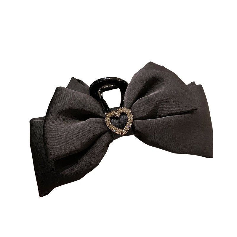 Korean version satin double-sided bow large scratch-off princess headwear on the run, heart-shaped hairpin, updo shark hairpin for women Item Picture