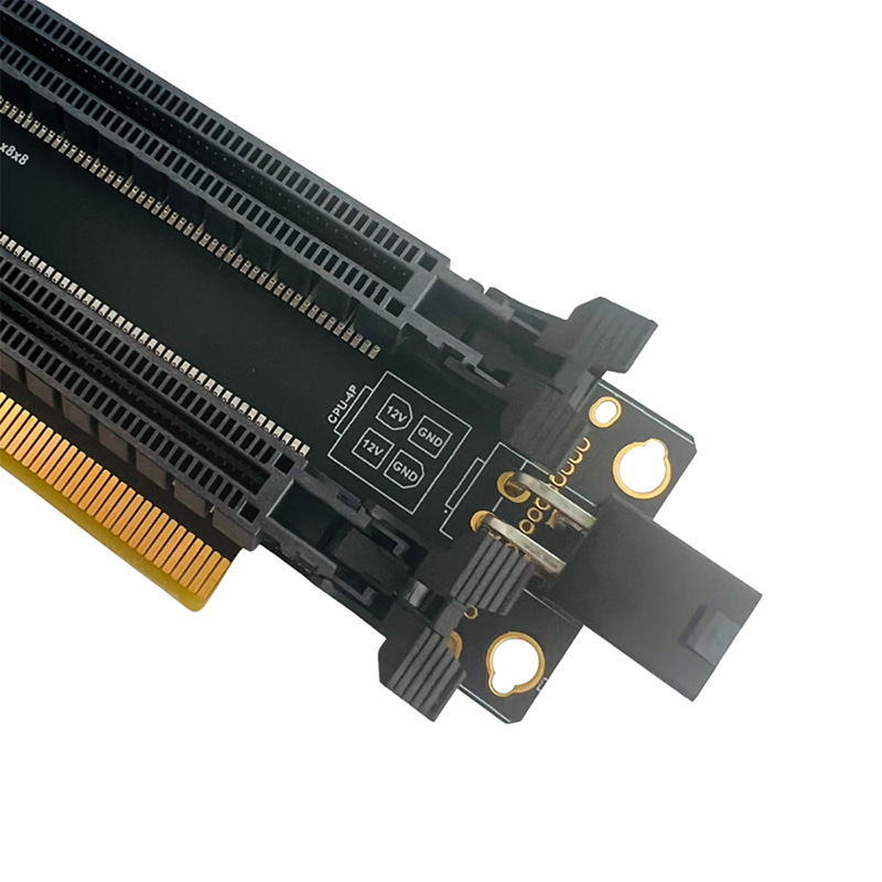 PCIe4.0 x16 1-to-2 expansion card gen3 / GEN4 split card X8X8 with clock split IC details Picture