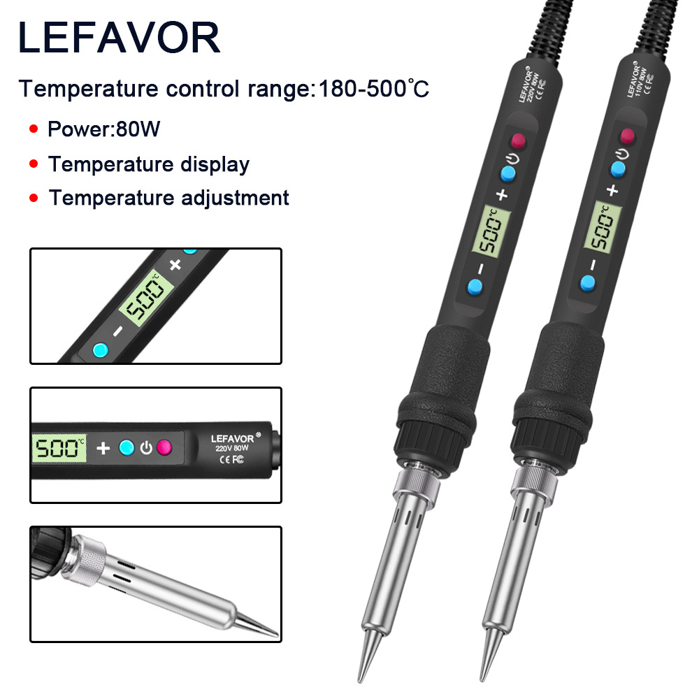 80W internal heating digital display adjustable temperature constant temperature soldering iron set, electric soldering pen, household repair tool full figure
