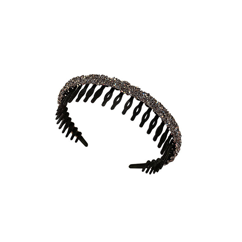 Velvet hairband for women, Korean spring and summer, high skull top water drill hairband with teeth, anti-slip for breaking hair, headband for washing face, hair clip Item Picture