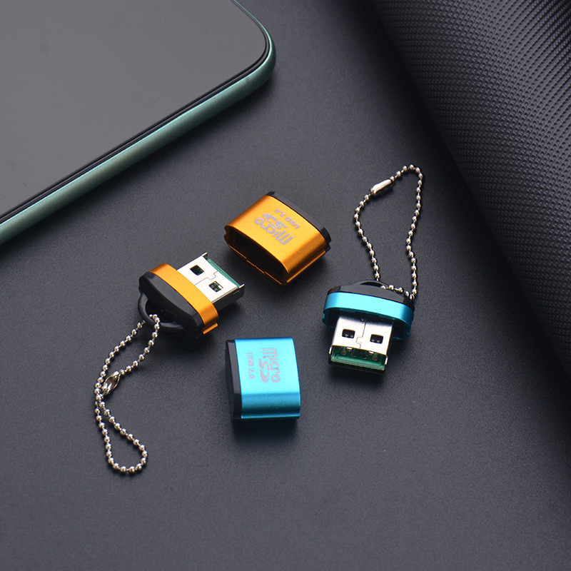Keychain portable mini aluminum alloy card reader, high-speed microSD mobile phone TF memory card reader wholesale Application Scenario