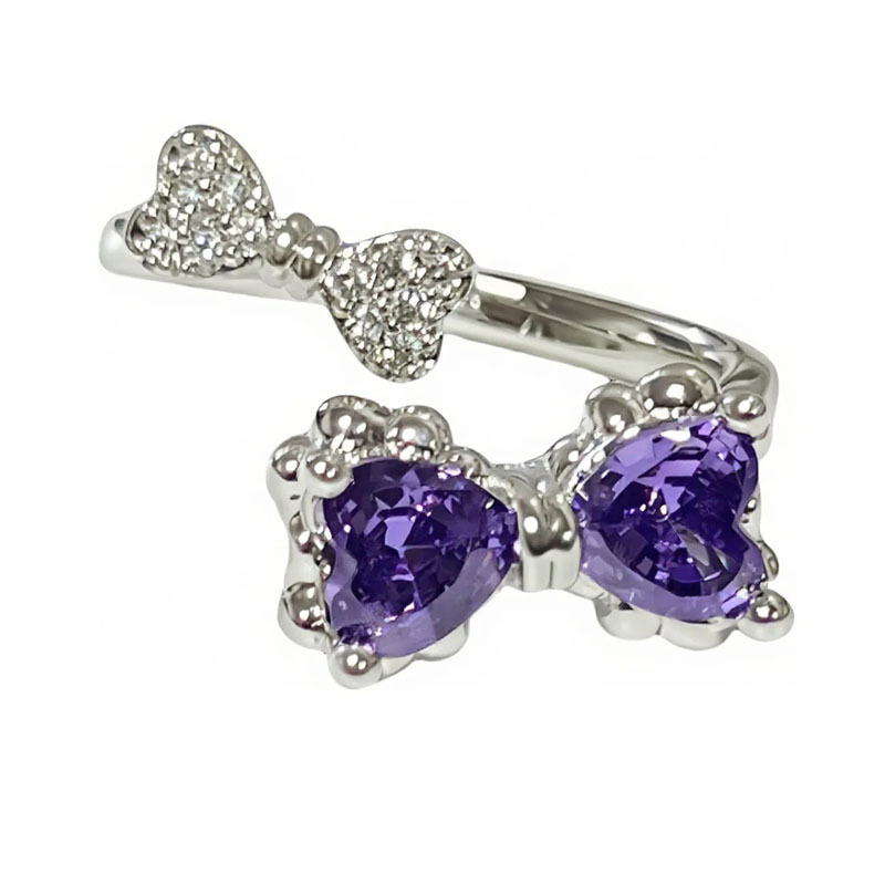 The Nine Purple Flame series purple diamond Sweet, cool, light luxury, high-end and elegant open ring is a fashionable and niche design for women Item Picture