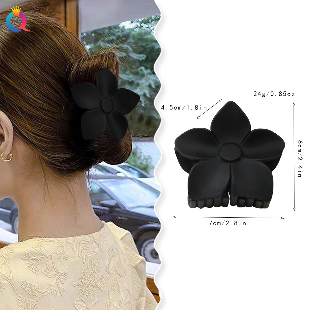 Qiyue Cross-border Five-petal flower hair clips for women, high-end shark clips, brushed hair clips, ponytail clips, hair accessories wholesale details Picture