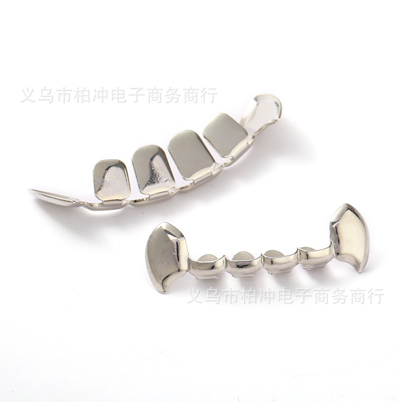 The Hiphop decorative clown teeth grills silver-plated braces are selling well in Europe and America. They are fashionable Specification drawing