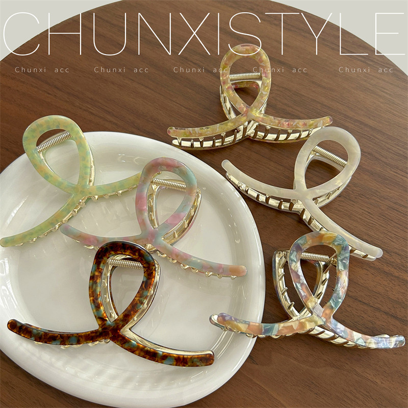 French acetate hairpins for women 2023 summer, new high-end style, large hairpin, shark clip headwear at the back of the head details Picture