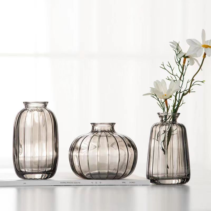 Nordic style ins small vase with transparent colored flower arrangement for bedroom, living room and dining room decoration, dry vase Specification drawing