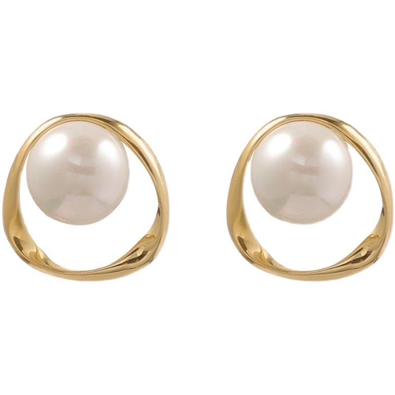 Beizhu earstud Women's Summer Edition Light Luxury earrings, 2025 new trendy Internet celebrity earrings S925 silver needle oval Twist ring Item Picture