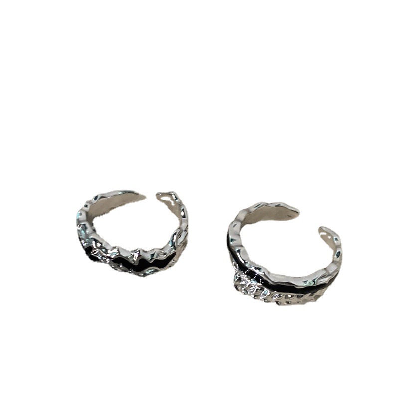 Dark texture drip glaze open ring, a unique design for women, fashionable and individual, new trendy, light luxury and high-end index ring Item Picture