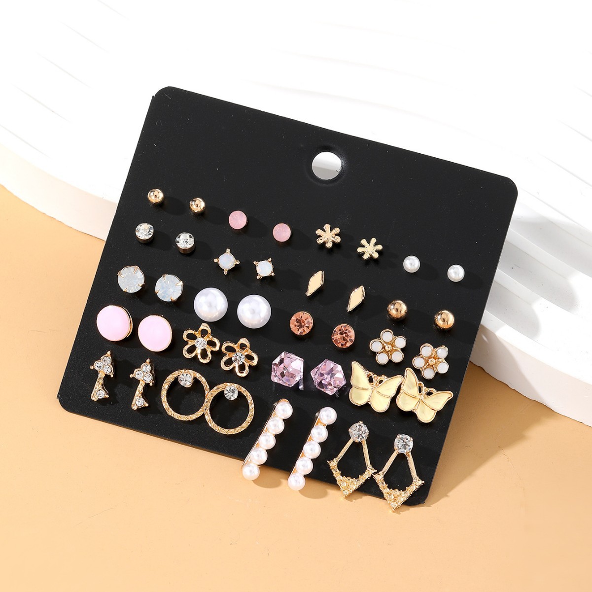 Korean style Trend 20 pairs of Different combinations Set Korean Style Instagram Style earrings, high-quality earrings and stud earrings wholesale Specification drawing