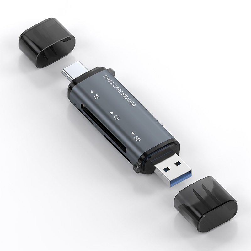 USB/type-c five-in-one multi-functional CF/SD/TF card reader, memory card reader for mobile phones, computers and cameras Application Scenario