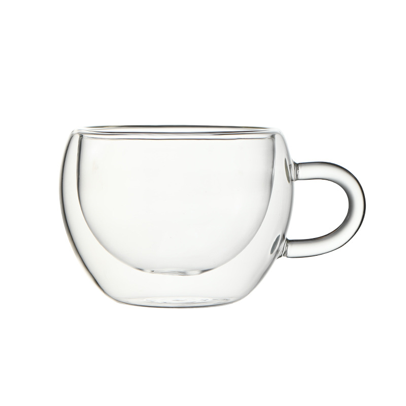Double-layer glass cup, high borosilicate milk juice coffee mug, office egg-shaped cup with handle, straw Item Picture