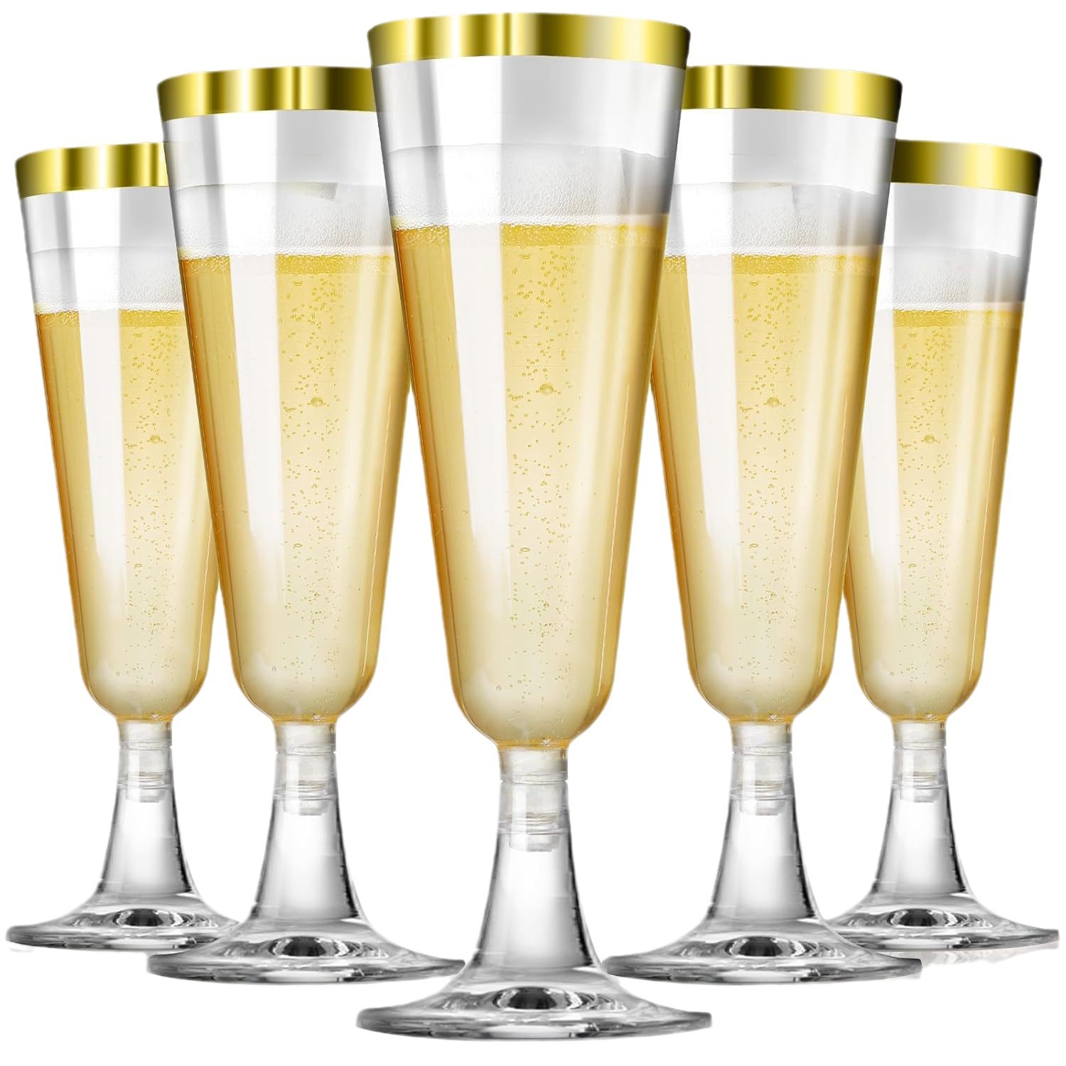 150ML disposable golden-rimmed champagne glass, plastic high-stemmed red wine glass, rose gold dessert glass, cocktail glass factory Item Picture