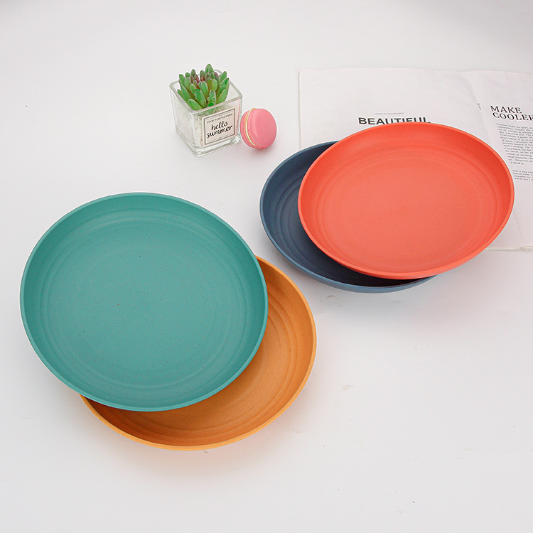 Creative wheat straw plastic household durable children's plate, snack nut plate, vegetable and fruit plate, snack plate details Picture