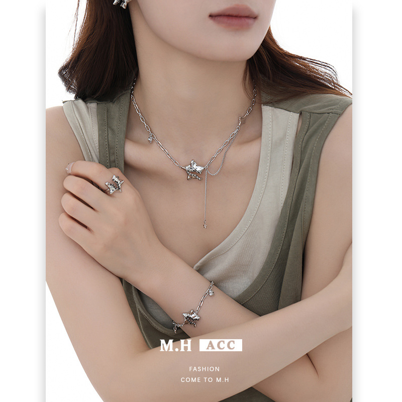 Original Star Connection necklace for women, light luxury, niche design, high-end sense, trendy, sweet, cool and individual collarbone chain wholesale details Picture