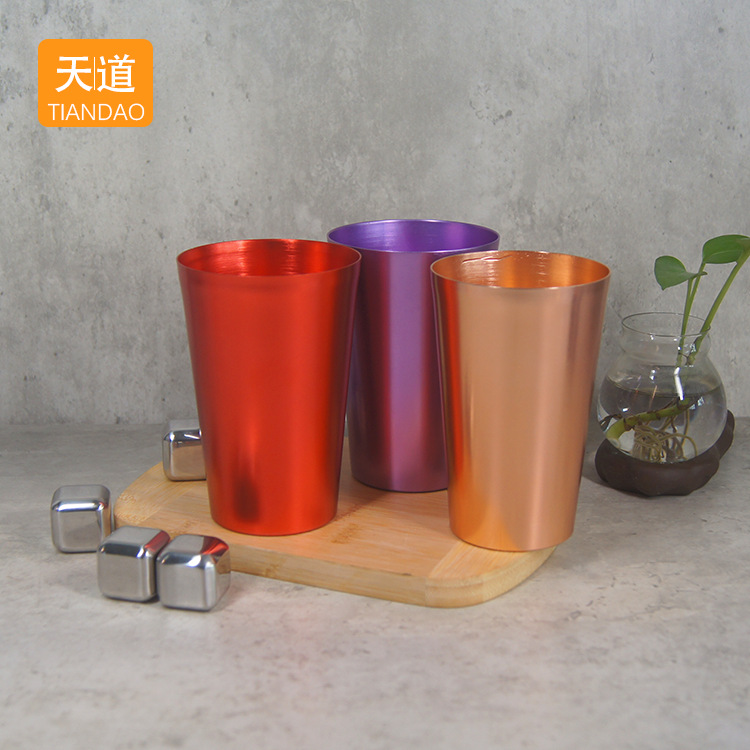 Aluminum single-layer straight cups, outdoor cola cold drink cups, beer mugs, whisky wine glasses, professional manufacturer of aluminum cups details Picture