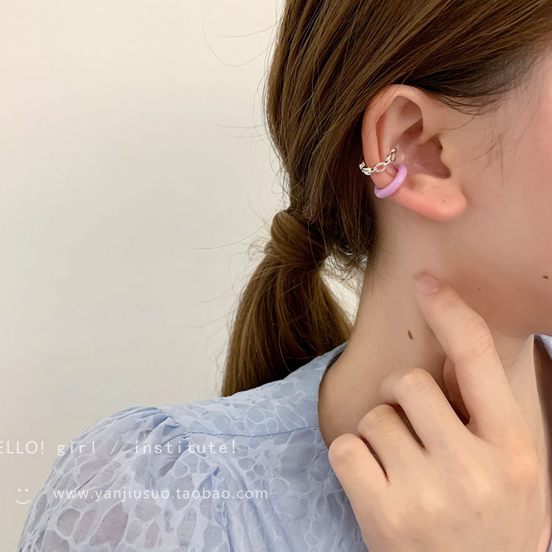 Purple C-shaped ear bone clip women's earrings 2025 new summer style: Simple and versatile, no ear holes for women Specification drawing