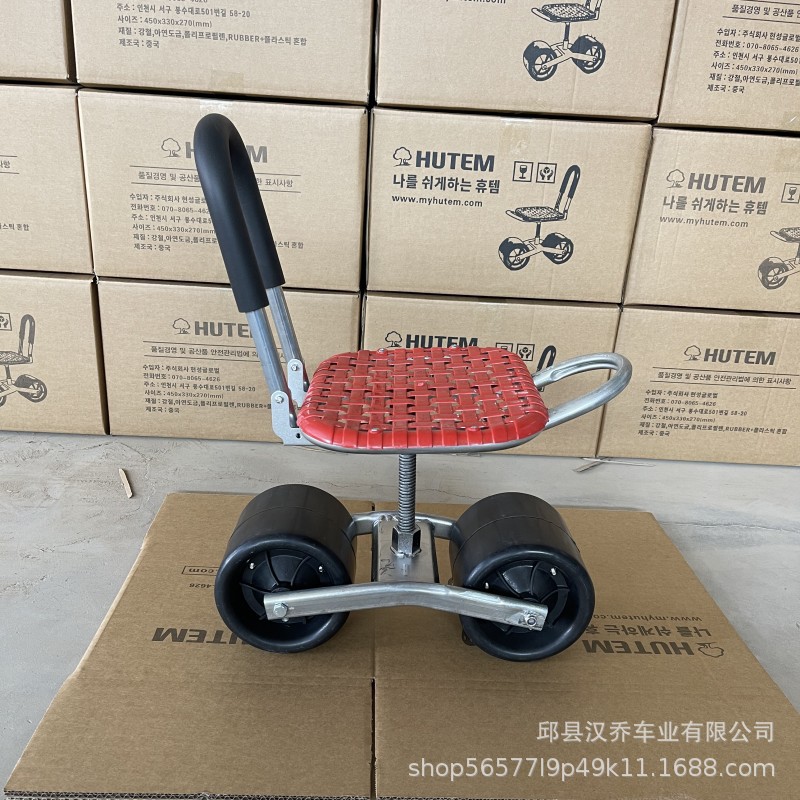 Greenhouse lazy man's cart, agricultural lazy person's stool, mechanic's seat, folding backrest seat, 360-degree rotating mobile cart Application Scenario
