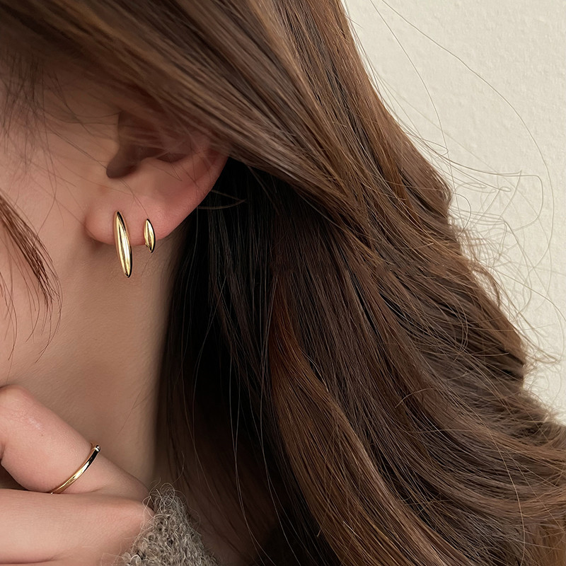 Light luxury and high-end metal teardrop stud earrings for women, a new style of trendy Korean earrings with a cold and elegant style in 2025 full figure