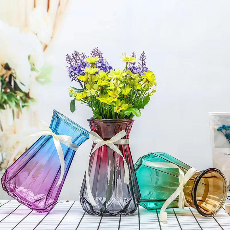Pumpkin colorful origami glass vase, fresh flower vase, dry vase, hydroponic glass vase, decorative vase Specification drawing