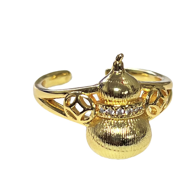 A new Chinese-style retro Internet celebrity bestseller, a high-end gourd ring with a sweet and cool feminine charm, a unique bow and flower ring Item Picture