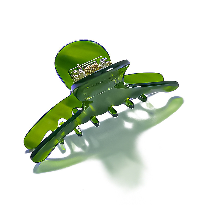 A high-end French acetate dark green shark clip with a simple and elegant style. The back of the head is a Korean hair accessory Item Picture