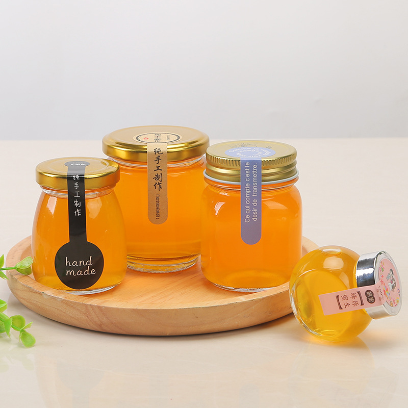 Small sealed jar with lid, high white material transparent bird's nest bottle, honey bottle, honey bottle, sealed jar, storage jar Specification drawing