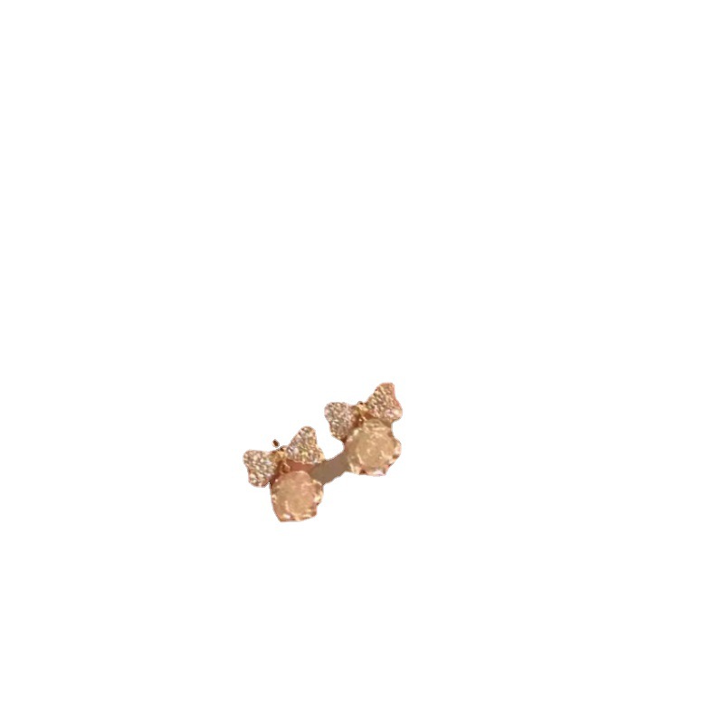 Diamond-encrusted bow camellia earrings for women, with a light luxury and niche style. The stud and hook design gives a sense of high-end earrings for women Item Picture