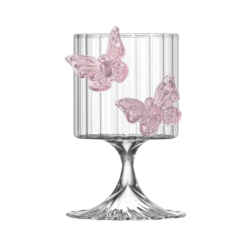 Original designer tall glass, ins high appearance level butterfly wine glass, butterfly water glass, champagne wine glass, cocktail glass Item Picture