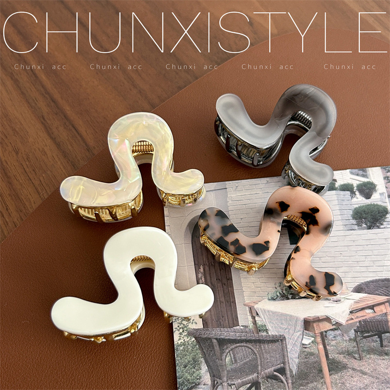 High-end acetate semi-tied hair clips for women, small scratch clips at the back of the head, elegant ponytail headwear, 2024 new summer style full figure