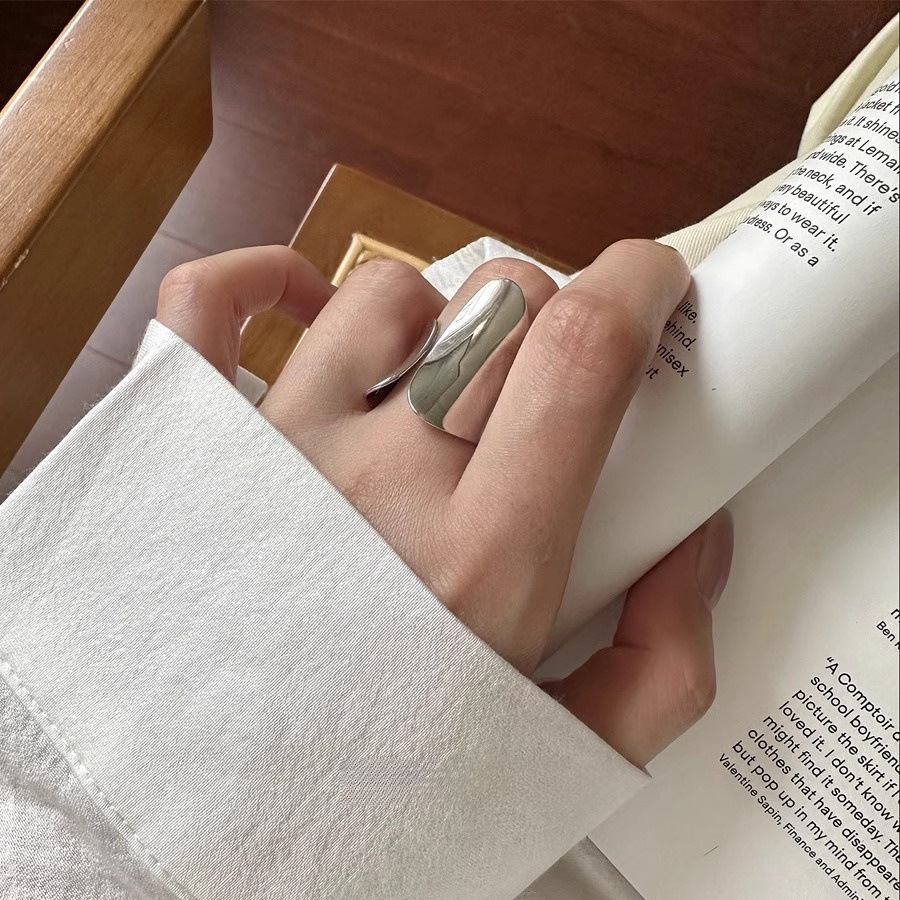 Heavy industry ultra-wide surface strong presence ring for women 925 sterling silver ins fashionable and individual Japanese and Korean cool style open ring Specification drawing